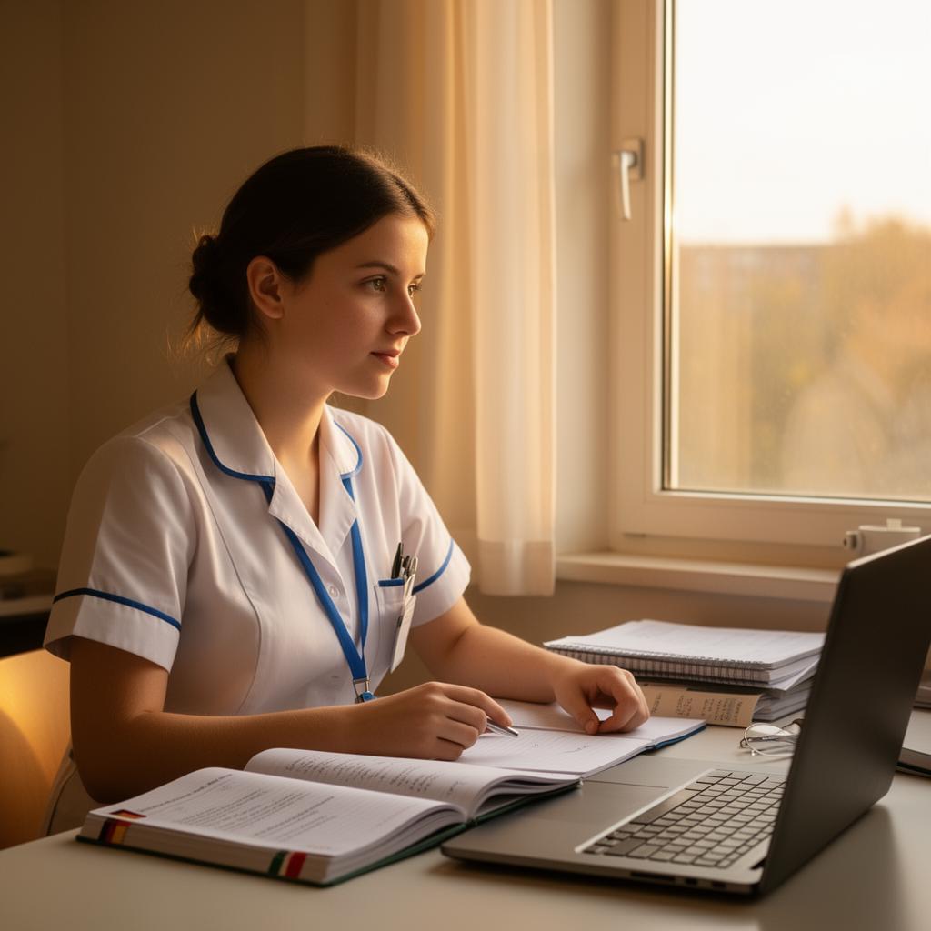 Nurse studying German